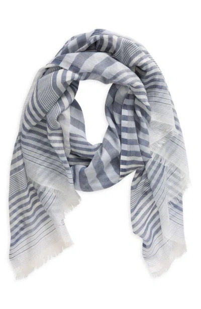 Faherty Variegated Stripe Wrap Scarf In Blue