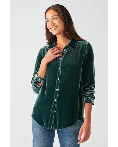 Faherty Vintage Silk-blend Velvet Genevieve Shirt In Green