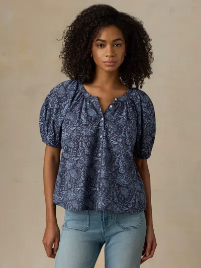 Faherty Voile Lettie Top In Blue
