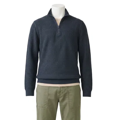 Faherty Whitewater Organic Cotton Blend Quarter Zip In Blue