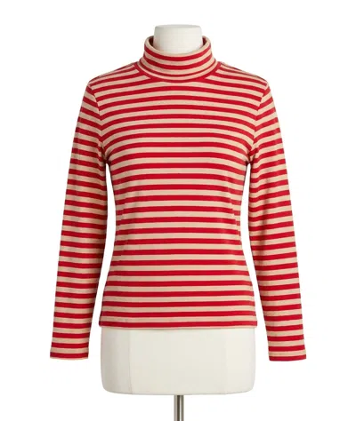 Faherty Women's Feather Cloud Layering Turtleneck Top In Peppermint Sand In Multi