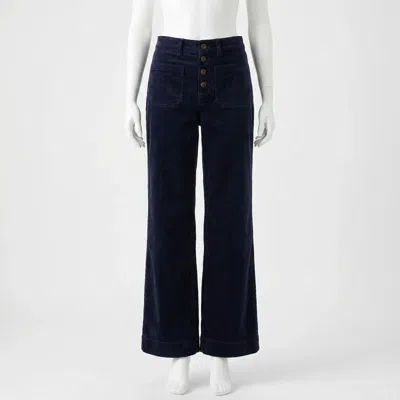 Faherty Women's Stretch Terry Cord Patch Pant In Abyss Navy In Black