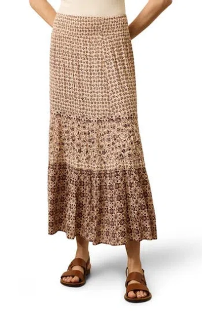 Faherty Woodstock Floral Print Tiered Maxi Skirt In Multi