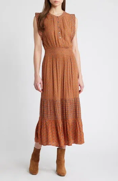 Faherty Woodstock Print Midi Dress In Chestnut Blossom