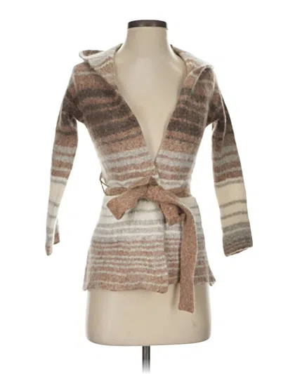 Pre-owned Faherty Wool Cardigan Sweater In Tan