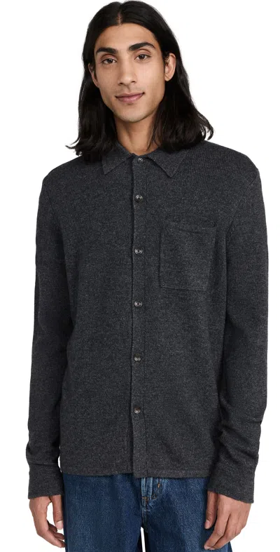Faherty Wool Cashmere Sweater Overshirt Charcoal Melange