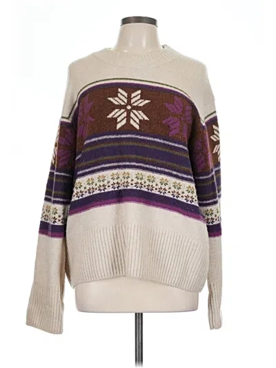 Pre-owned Faherty Wool Pullover Sweater In Purple