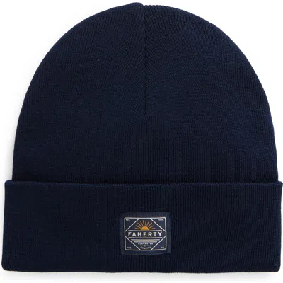 Faherty Workwear Merino Wool Beanie In Blue