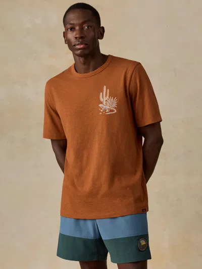 Faherty X Parks Project Chihuahuan Desert Short-sleeve Sunwashed Regenerative T-shirt In Copper Red