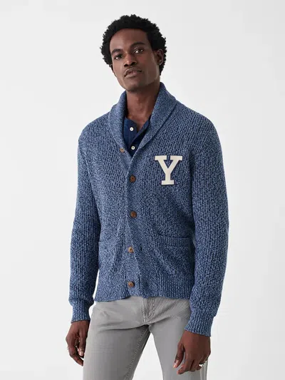 Faherty Yale Marled Cotton Cardigan In Navy Night Marl
