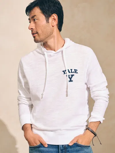 Faherty Yale Sunwashed Slub Hoodie In White