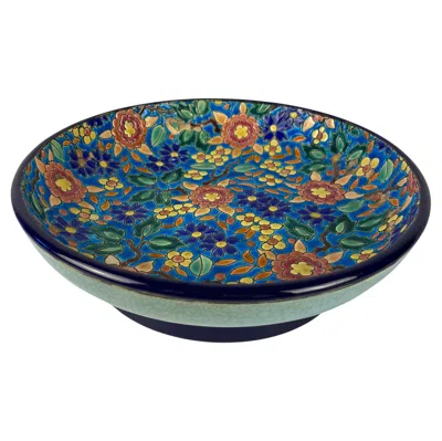 Pre-owned Faïenceries Et Emaux De Longwy Art Deco Ceramic Bowl By , France, 8.25" In Blue