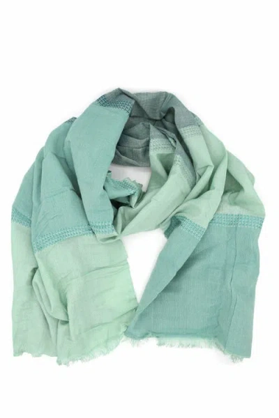 Fair Anita Woven Ocean Block Scarf In Green