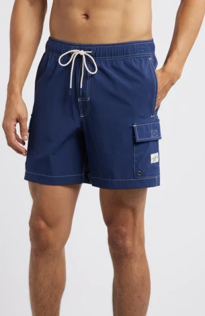 Fair Harbor Breaker Water Repellent Swim Trunks In Navy