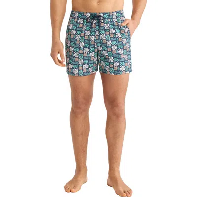 Fair Harbor Bungalow Pineapple Print Water Repellent Swim Trunks In Multi