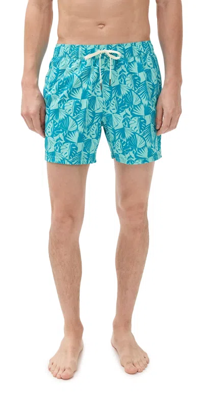 Fair Harbor Bungalow Trunks 6 Two-tone Tropical In Blue