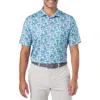 Fair Harbor Compass Print Polo In Blue Paradise