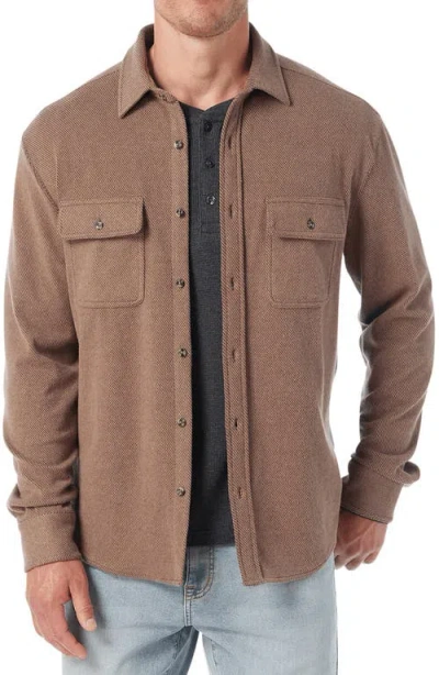 Fair Harbor Dunewood Stretch Flannel Button-up Shirt In Brown