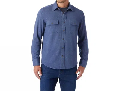 Fair Harbor Dunewood Ultra Stretch Flannel Shirt In Navy Twill In Multi