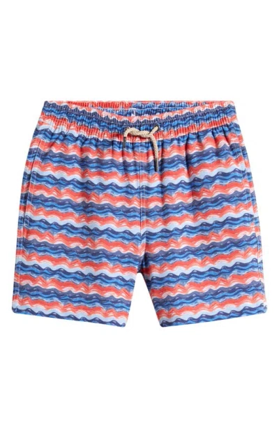 Fair Harbor Kids' Bayberry Swim Trunks In Wave Blue Bright Waves