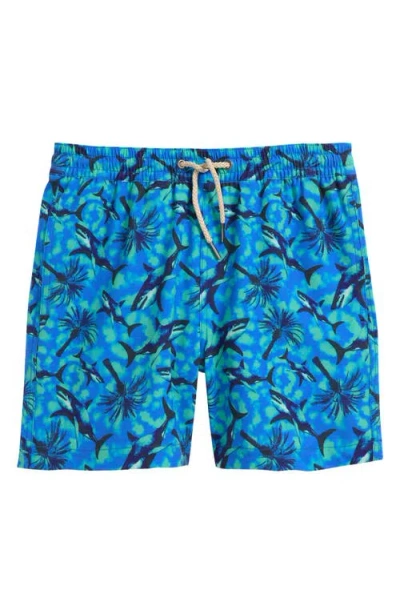 Fair Harbor Kids' Bayberry Water Repellent Swim Trunks In Tie Dye Sharks