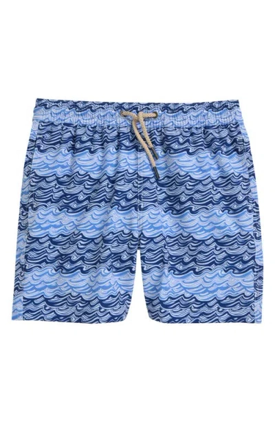 Fair Harbor Kids' Bayberry Water Repellent Swim Trunks In Wiggly Waves