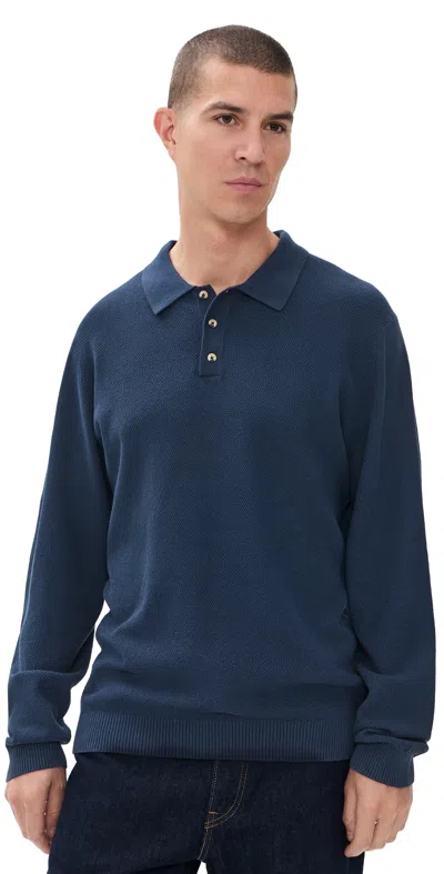 Fair Harbor Mariner Long Sleeve Polo Top Navy