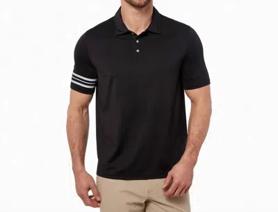 Fair Harbor Midway Polo Shirt In Grey Stripe In Black