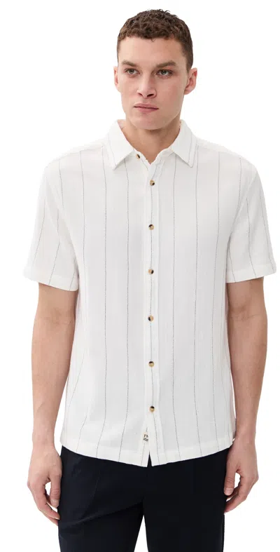 Fair Harbor Oasis Textured Shirt Shell Stripe In White