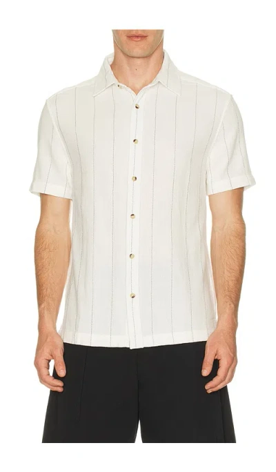 Fair Harbor Oasis Textured Short Sleeve Shirt In White