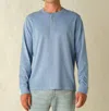 Fair Harbor Saltaire Henley Long Sleeve Top In Light Blue In Blue