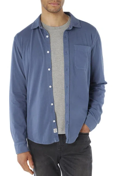 Fair Harbor Saltaire Organic Cotton Knit Button-up Shirt In Blue