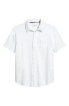 Fair Harbor Saltaire Organic Cotton Knit Short Sleeve Button-up Shirt In White