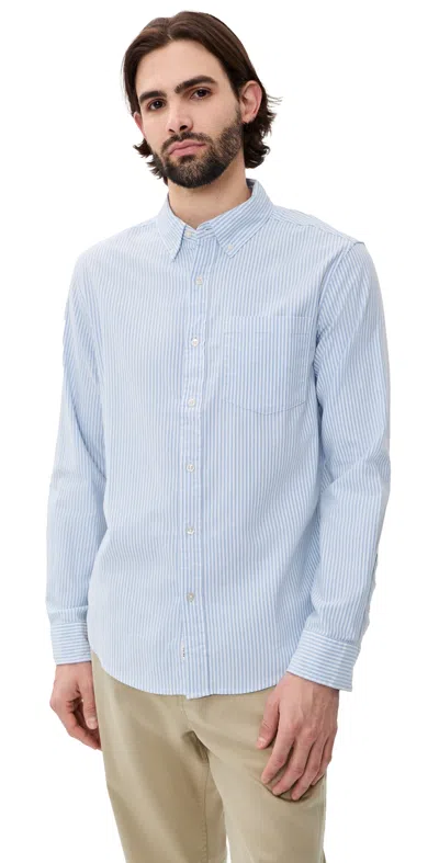 Fair Harbor Salty Oxford Shirt Light Blue Stripe