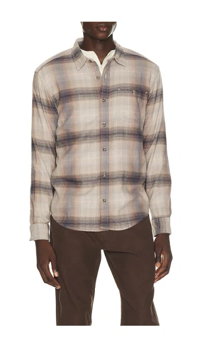 Fair Harbor Seaside Lightweight Flannel Shirt In Brown