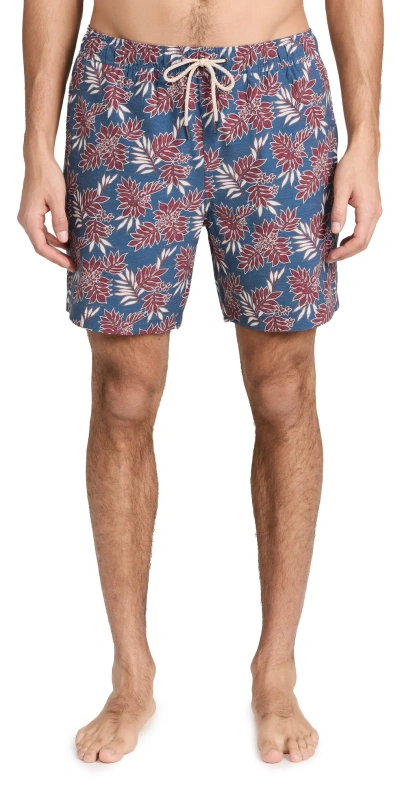 Fair Harbor The 7'' Bayberry Swim Shorts Navy Crimson Leaves