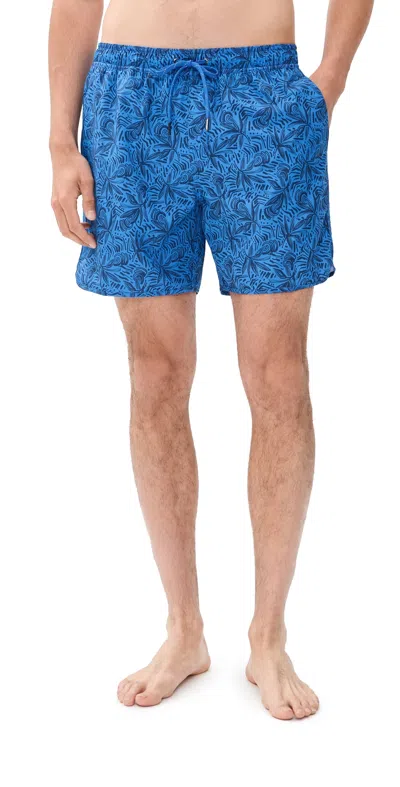 Fair Harbor The Anchor Swim Trunks 6 Azure Painted Leaves In Blue