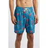 Fair Harbor The Anchor Swim Trunks In Teal Birds Of Paradise
