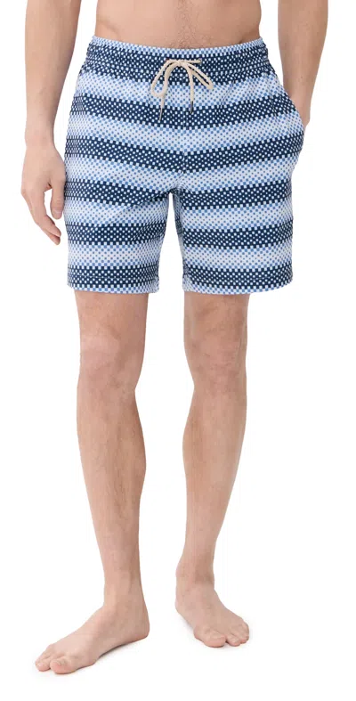 Fair Harbor The Bayberry Swim 7 Trunks Blue Ombre Stripe In Multi