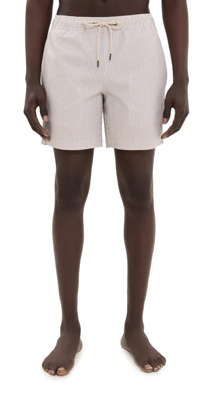 Fair Harbor The Bayberry Swim Trunks 7 Sand Seersucker