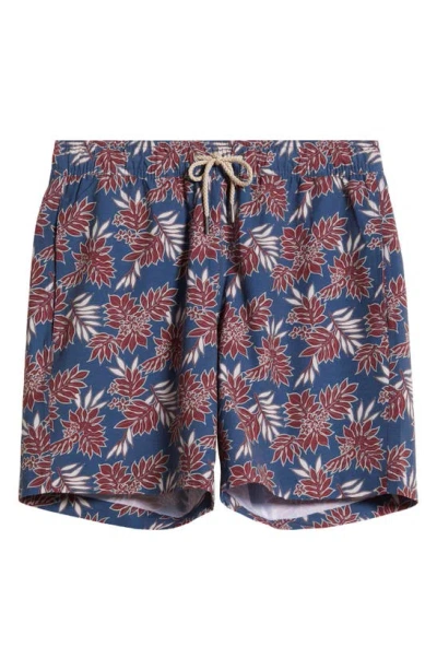 Fair Harbor The Bayberry Swim Trunks In Navy Crimson Leaves