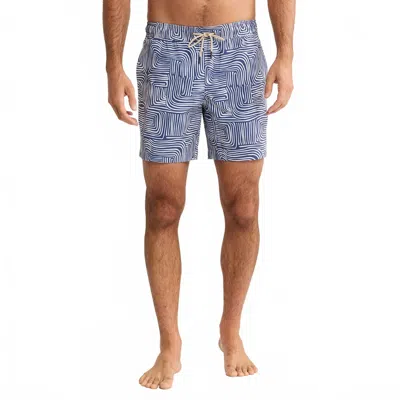 Fair Harbor The Bayberry Medallion Print Water Repellent Swim Trunks In Blue