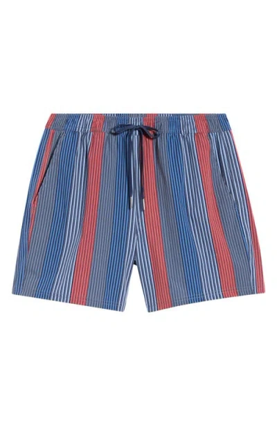 Fair Harbor The Bungalow Stripe Water Repellent Swim Trunks In Multi