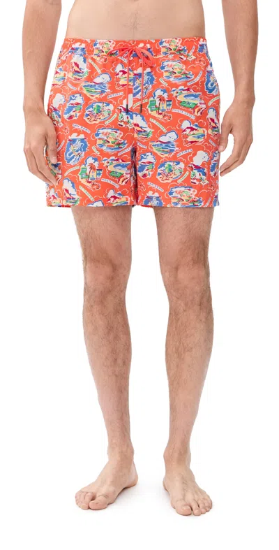 Fair Harbor The Bungalow Swim Shorts 5'' Red Côte D'azur In Multi