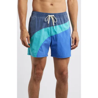 Fair Harbor The Bungalow Water Repellent Swim Trunks In Blue Currents