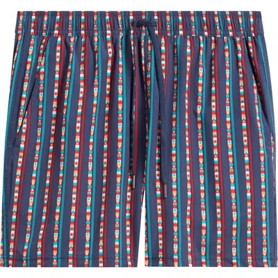 Fair Harbor The Bungalow Water Repellent Swim Trunks In Navy Sailing Stripe