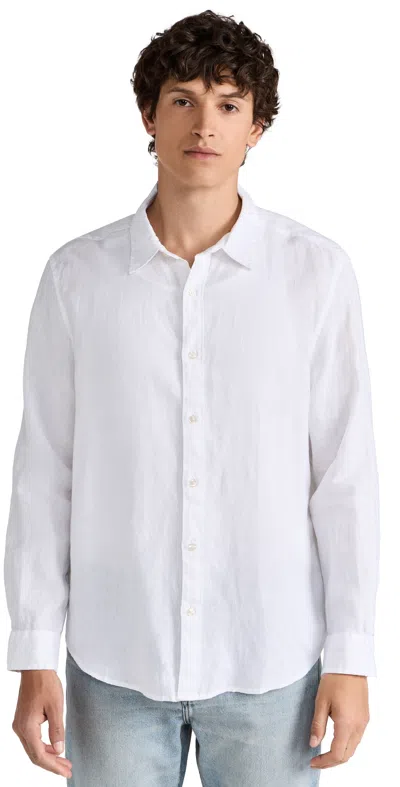 Fair Harbor The Island Long Sleeve Linen Shirt White