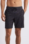 Fair Harbor The Ozone Water Repellent Board Shorts In Black Pebbles