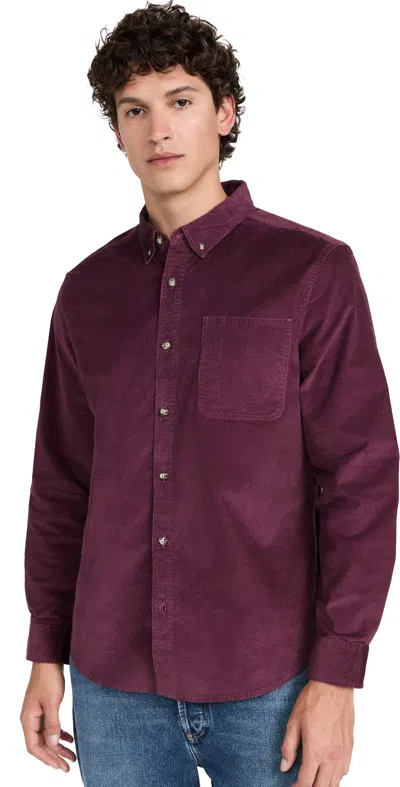 Fair Harbor The Wilder Stretch Corduroy Shirt Burgundy
