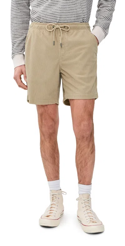 Fair Harbor The Wilder Stretch Corduroy Shorts 7 Khaki In Brown